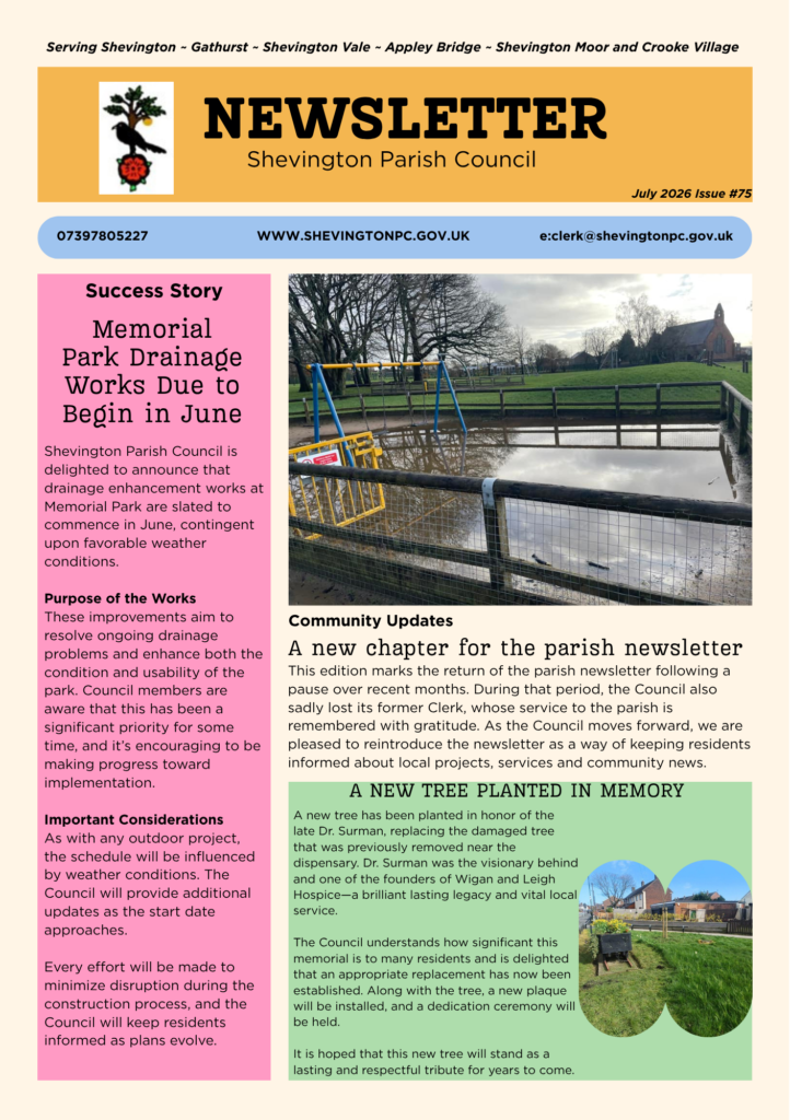 Shevington Parish Council Newsletter July 2026 cover